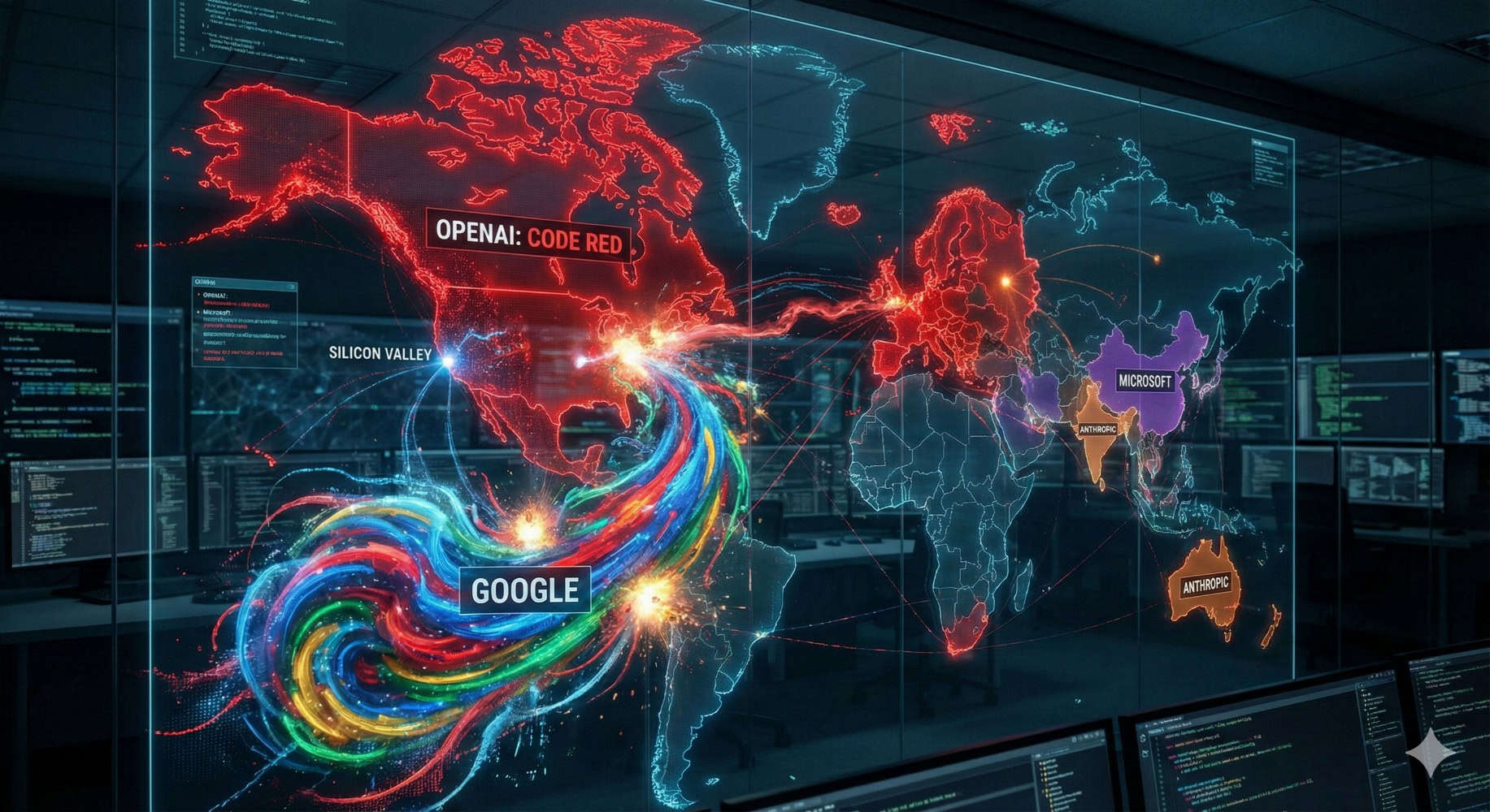 Code Rood Location Code rood bij OpenAI door dreiging Google Gemini - ICTMagazine.be